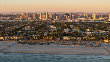 Hotel Del Coronado in San Diego, aerial drone shot 
