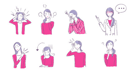 女性の悩み 体調のイラスト ベクター