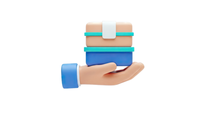 3D Hand Holding Stack of Boxes