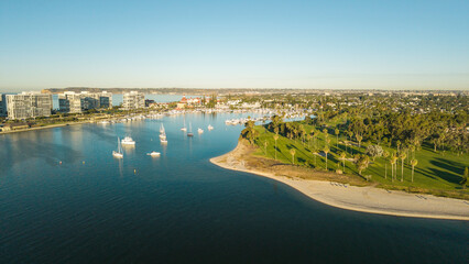 Hotel Del Coronado in San Diego, aerial drone shot 