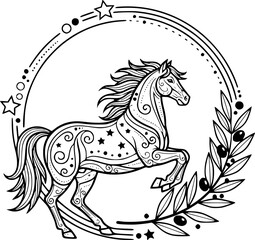 Obraz premium Tribal Black Horse Silhouette Vector Illustration