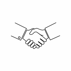 Fototapeta premium Business handshake icon, agreement, partnership, success, contract, deal, teamwork, simple line art