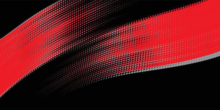 Abstract speed line style black halftone banner design template. Red and gray halftone dot pattern with grunge texture. Sporty style black and white dot pop art comic, Eps 10, Modern.