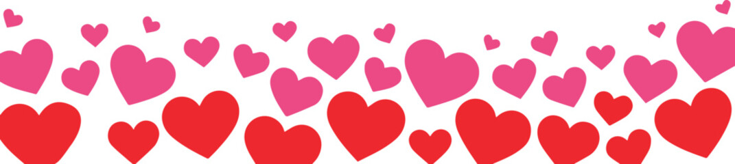 Vibrant red and pink heart border for love designs