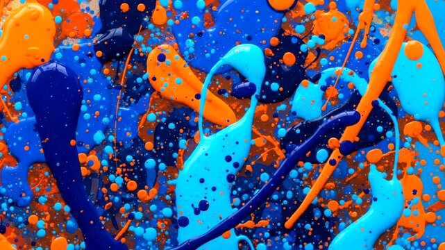 Colorful paint splatters creating dynamic abstract art