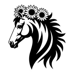 Horse Head with Sunflowers