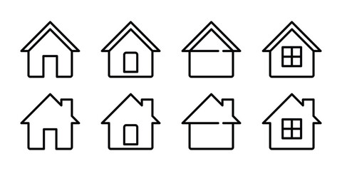 Set of outline house icons