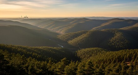 Views of an Industrial Hillside from a Scenic Viewpoint Overlooking the Forested Landscape