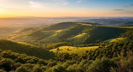 Industrial Viewpoint Overlooking Hillside Landscape at Sunset Scenic Environment Serene Content