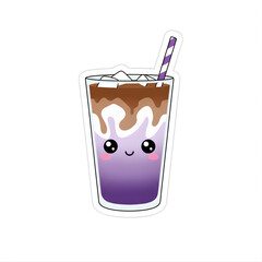 Fresh drink with grape milkshake flavor and chocolate topping