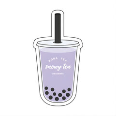 A glass of grape-flavored boba drink
