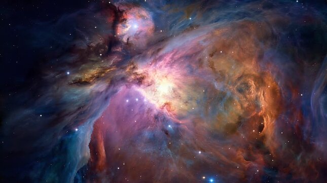 Cosmic nebula swirls of gas and dust in outer space