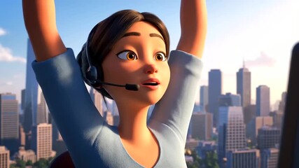 Animated Customer Service Representative Finds Relief and Renews Focus, Promoting Mental Health Awareness in the Workplace