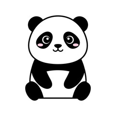 Obraz premium Adorable Panda Flat Vector Illustration on White Background