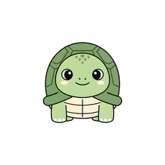 Obraz premium Simple Turtle Flat Vector Illustration on White Background