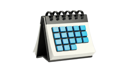 3D Desk Calendar with Blue Squares