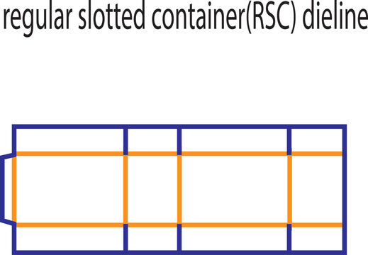 Regular slotted container RSC box dieline template for standard corrugated cardboard shipping and industrial packaging