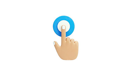 3D Hand Clicking a Blue and White Button