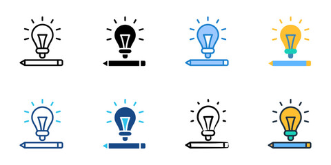 Design thinking icons set multiple style collection. Editable stroke 
