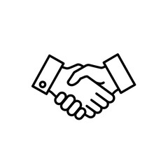 Obraz premium Business handshake icon, agreement, partnership, success, teamwork, cooperation, contract, deal