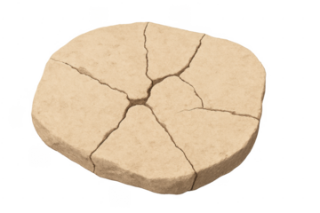 Cracked ground surface breaking apart on transparent background
