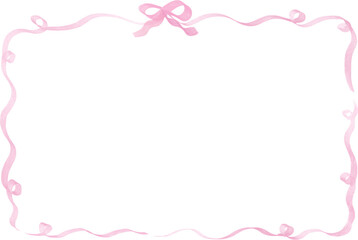 Soft Pink Ribbon Frame &ndash; Hand Drawn Cute Border for Cards and Kids Design