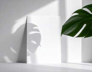 Blank A4 Paper Mockup with Organic Leaf Shadow Aesthetic Minimalist