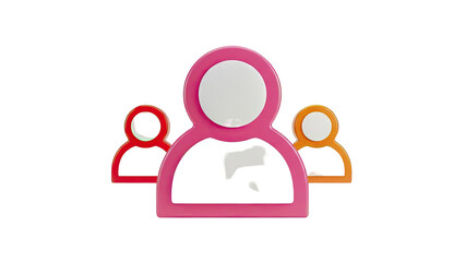 Abstract 3D User Icons: Pink, Red, Orange