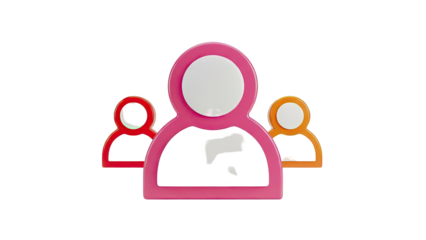 Abstract 3D User Icons: Pink, Red, Orange