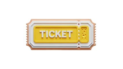 3D Rendered Ticket with "TICKET" Text