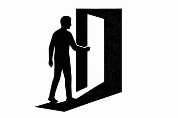 Black and White New Beginning Doorway Silhouette Vector