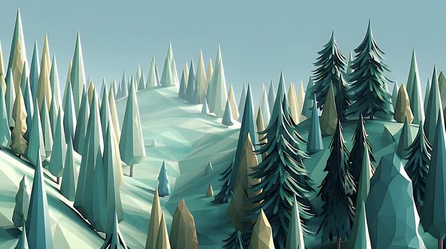 Minimal Polygon Forest Background with Open Sky Space