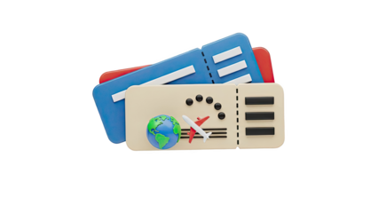 3D Travel Tickets and Globe Icon