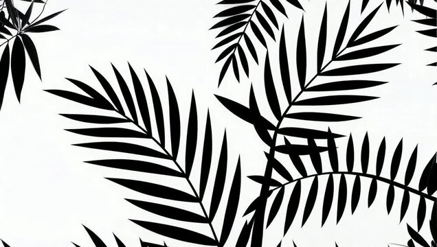 Black and white palm leaf silhouette