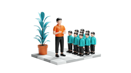 3D Render of a Leader Addressing a Group