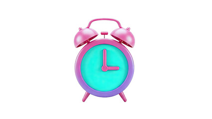 3D Render of a Pink and Purple Alarm Clock