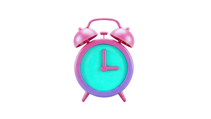 3D Render of a Pink and Purple Alarm Clock