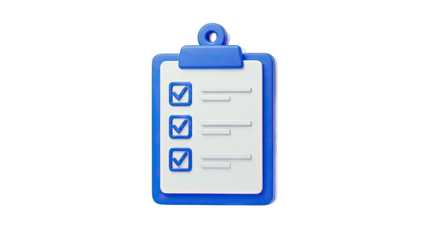 3D Clipboard with Checklist and Checkmarks