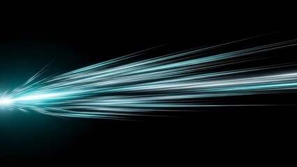 Abstract light trails on a dark background representing speed and data transfer.