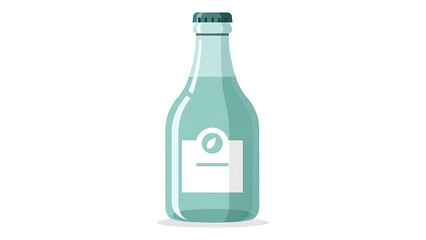 Glass Beverage Bottle Illustration with Minimal Label Design