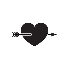 Black Arrow heart silhouette icon vector flat design on white background
