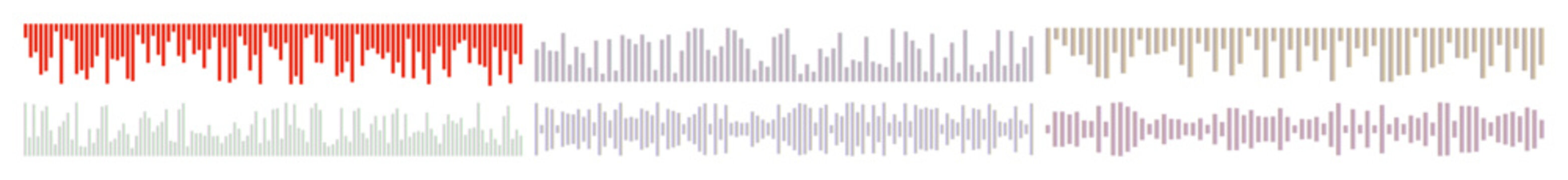 Abstract sound wave pattern with red and black hues isolated on white background