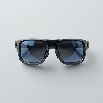 Gafas de realidad aumentada en gris p&aacute;lido, Wearable tecnol&oacute;gico avanzado sobre fondo blanco, 