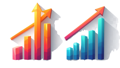Business Growth Arrow & Bar Chart – Analytics PNG Bundle