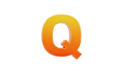 3D Render of the Letter Q with Orange and Yellow Gradient