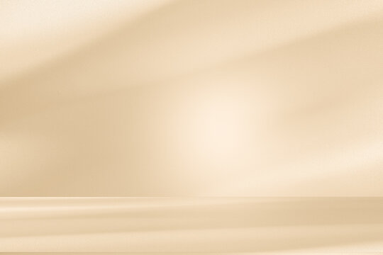 Wall interior autumn background, studio, and backdrops show products. with shadow leaf color beige background for text insertion and presentation of product	