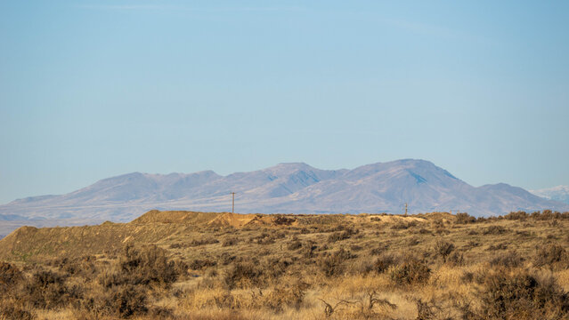 Mountains behind the desert landscape
