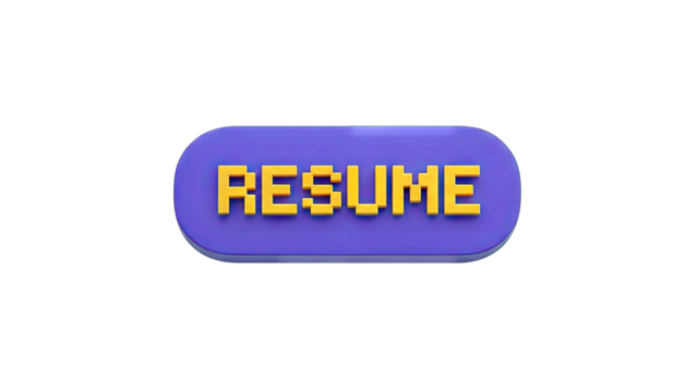 3D RESUME Button on transparent background - Powered by Adobe