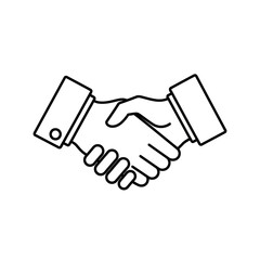 Business handshake icon, agreement, partnership, trust, successful deal, simple line art