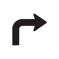 Road sign of turn silhouette icon vector flat design on white background
